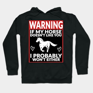 Warning If My Horse Doesn't Like You I Probably Won't Either Hoodie